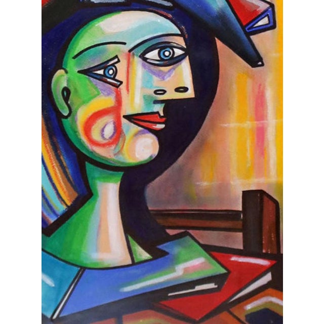 Cubist Portrait, Late 20th Century, Painting, Framed For Sale - Image 4 of 7