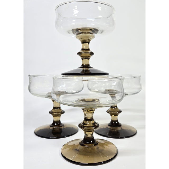 Late 20th Century Boho Chis Spicy Stemmed Champagne Coupes - Set of Four For Sale - Image 14 of 14