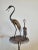 Metal 1940s French Mid-Century Japanesque Bronze Crane Bird Sculptures on Wrought Iron Pedestal - Zen Garden Statue For Sale - Image 7 of 11