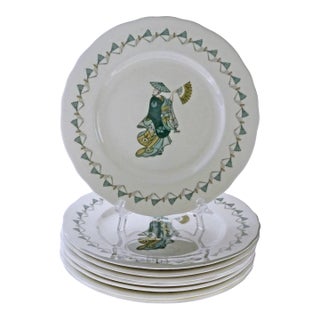 Savoy Hotel Theatre Themed Gilbert and Sullivan Set of 8 Plates Royal Worcester 1960s For Sale