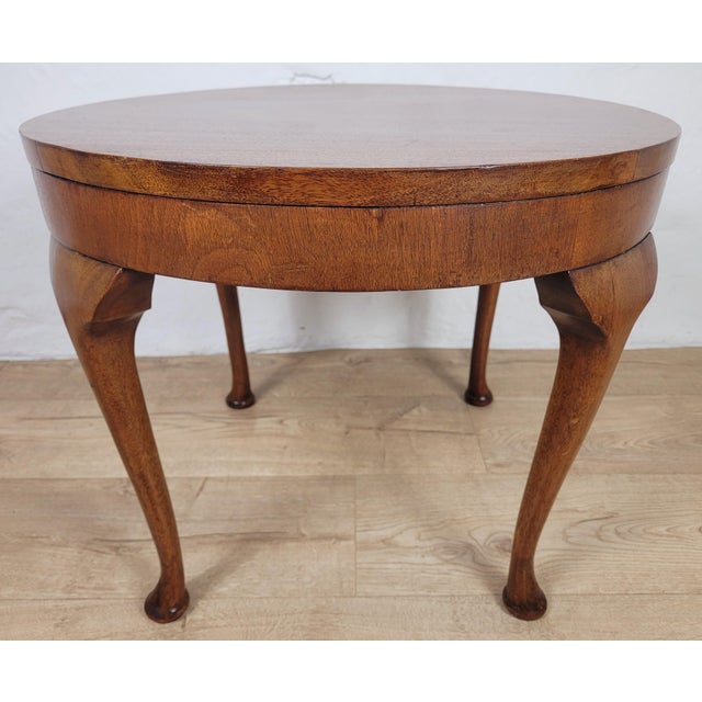 Vintage Circular Coffee Table in Mahogany with Cabriole Legs, 1970s For Sale - Image 11 of 13