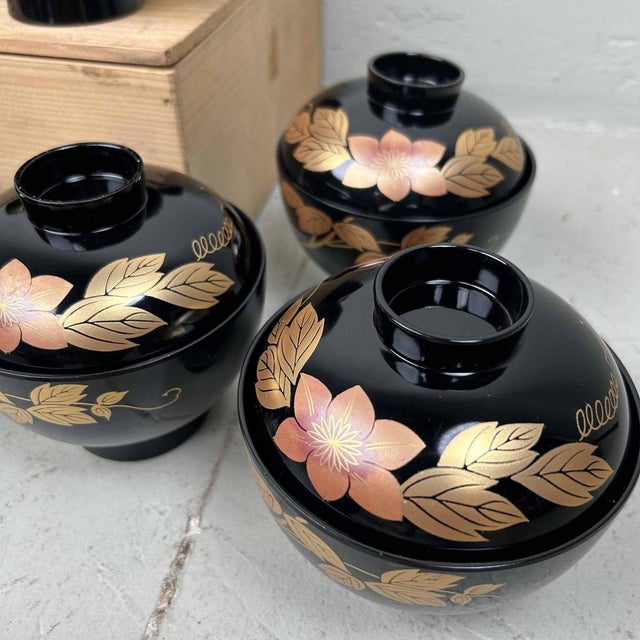Japanese Lacquerware Rice Bowls, 1950s, Set of 10 For Sale - Image 6 of 18