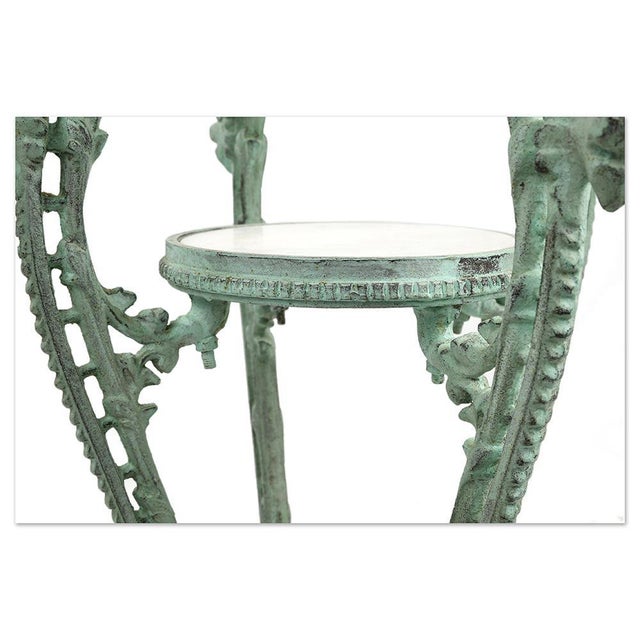 Patinated Cast Iron Side Table with Marble Trays For Sale - Image 5 of 9