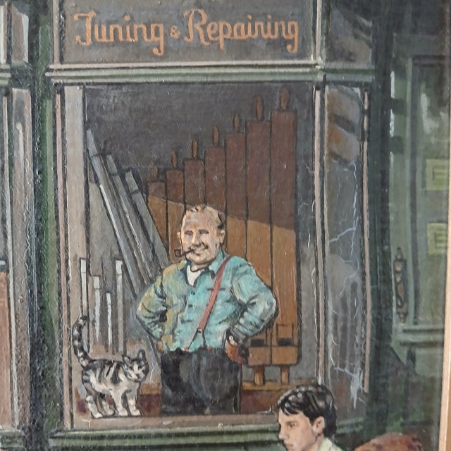Delivering the Pipe Organ Oil on Canvas 1960s Original Illustration For Sale - Image 4 of 8