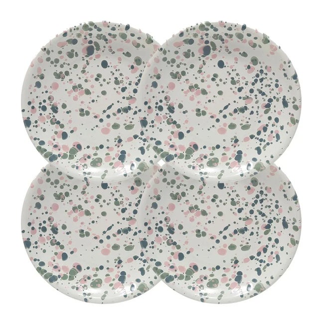 Crow Canyon Home Enamelware, Catalina 8.25" Coupe Salad Plates in Mint Hibiscus - Set of 4 For Sale In San Francisco - Image 6 of 6