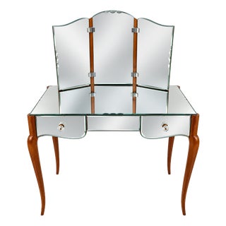 Vintage Art Deco Venetian Glass Dressing Table with Chic Mirror, 1950s For Sale