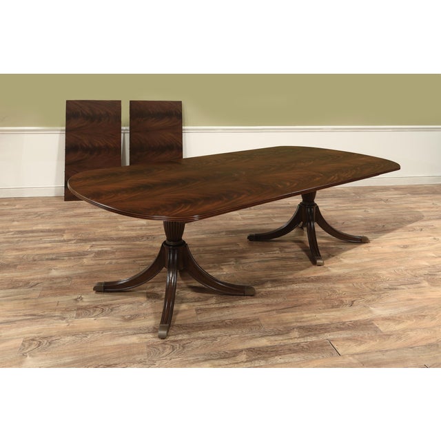 English Traditional 12 Foot Double Pedestal Mahogany Dining Table for Seating 14 People Made by AntiquePurveyor For Sale - Image 3 of 16