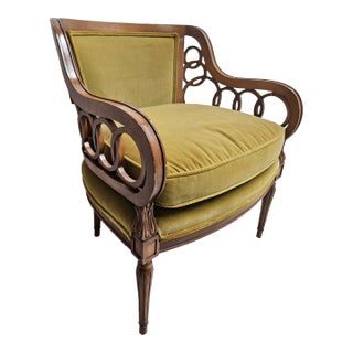 Vintage Hollywood Regency Armchair Provincial Interlocking Circle Design For Sale