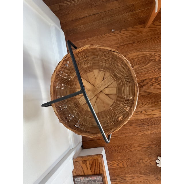 Farmhouse Vintage Wrought Iron 3 Tier Basket Rack Organizer Stand For Sale - Image 3 of 6