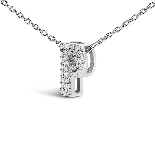 Contemporary 10K White Gold Diamond Accent "P" Initial Bubble Pendant Necklace For Sale - Image 3 of 5