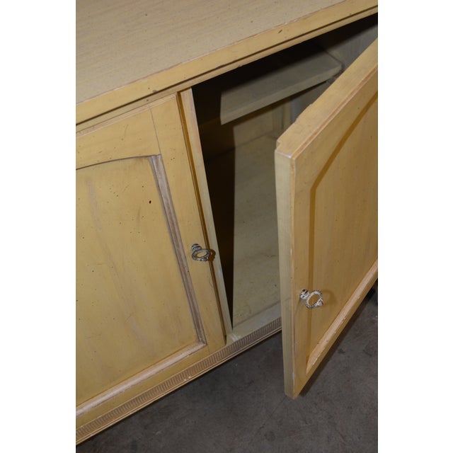 Vintage Attributed to Dixie Furniture French Provincial Style Yellow Double Door Cabinet / Bookcase For Sale - Image 14 of 18