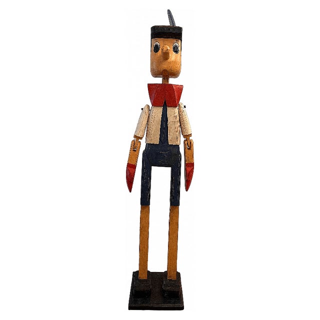 Vintage Wooden Pinocchio in Fir, 1960s For Sale - Image 6 of 6