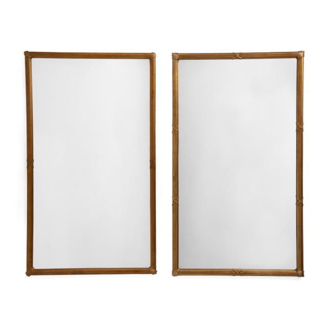 Reeded Gilt Acanthus Leaf Neoclassical Italian Carved Plaster Wood Mirror 1950s One of Two Matching Non Identical For Sale - Image 13 of 14