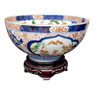 Antique Late Edo Japanese Arita Imari Porcelain Bowl For Sale