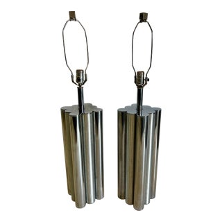 George Kovacs Style Chrome Rod Table Lamps - a Pair For Sale