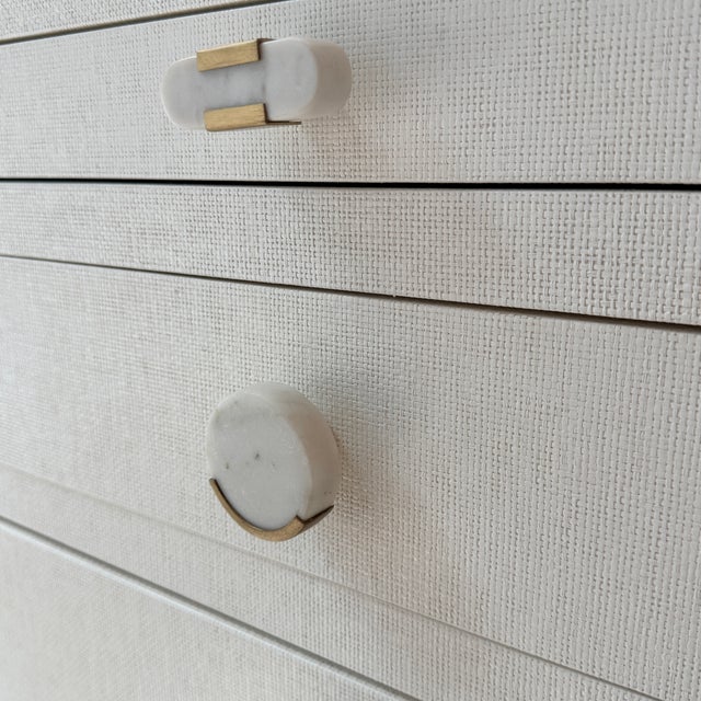 White Villa & House Frances Chiffon White Lacquered Grasscloth Dresser For Sale - Image 8 of 9