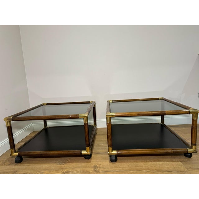 Bamboo and Glass Coffee Tables, 1970s, Set of 2 For Sale - Image 3 of 12