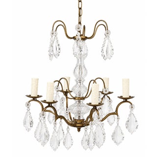 Antique Chandelier - French Louis XV Style Crystal & Bronze 6 Arm For Sale