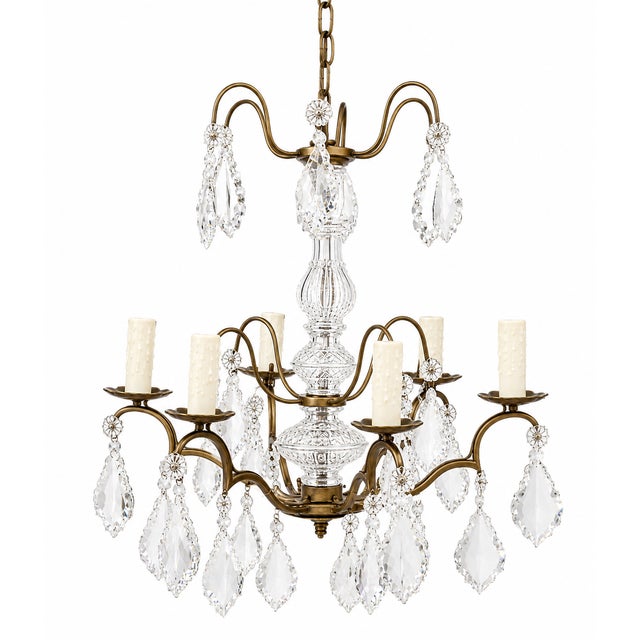 Antique Chandelier - French Louis XV Style Crystal & Bronze 6 Arm For Sale
