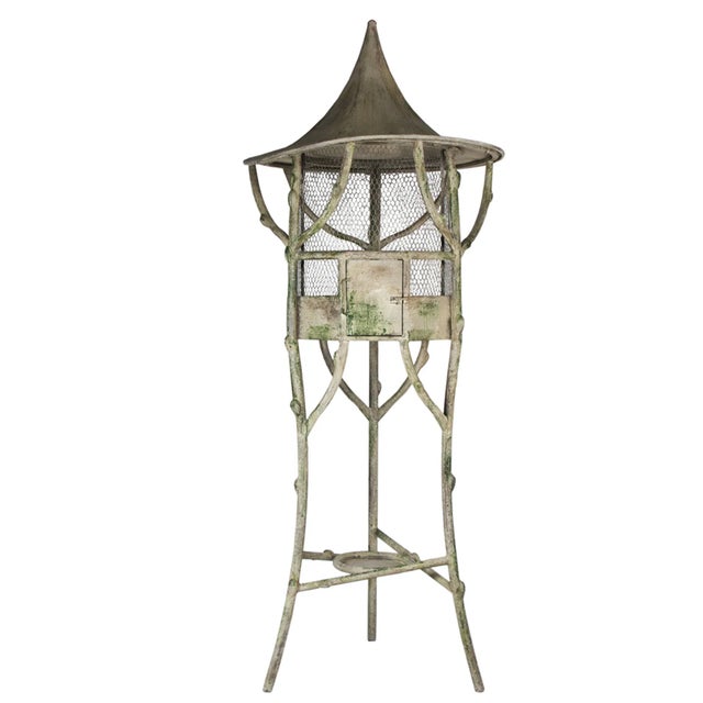Metal Matthew Izzo Home Marseille Faux Bois Iron Aviary For Sale - Image 7 of 7