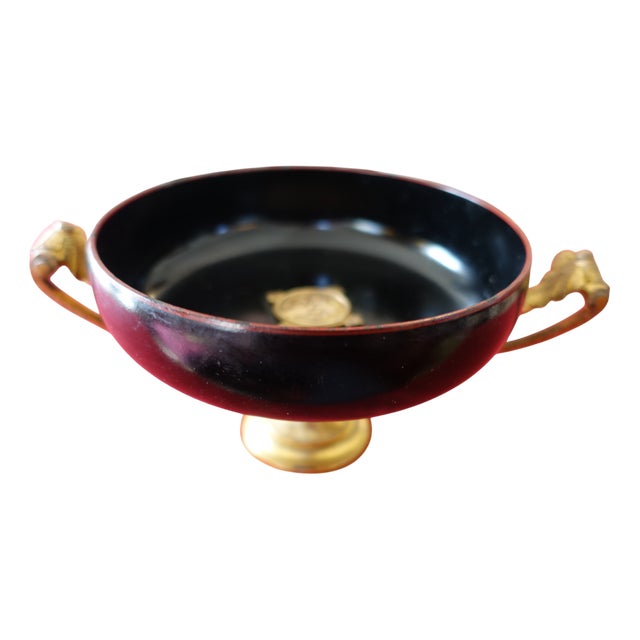 Vintage Neo-Greco-Roman Lacquered and Gilded Bronze Bowl, 1930s For Sale