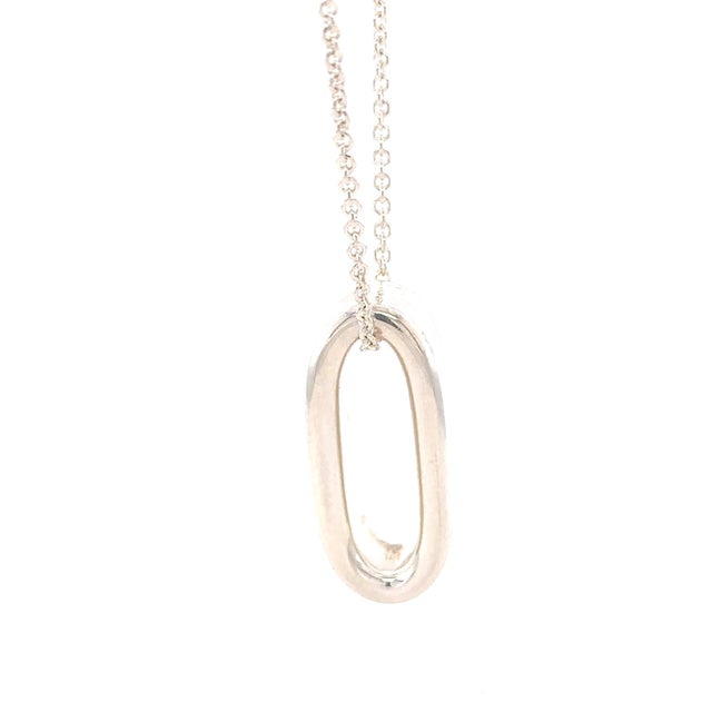 Tiffany and Co. Tiffany & Co. Sterling Silver 1837 Oval Loop Pendant Necklace 13.21g For Sale - Image 4 of 8