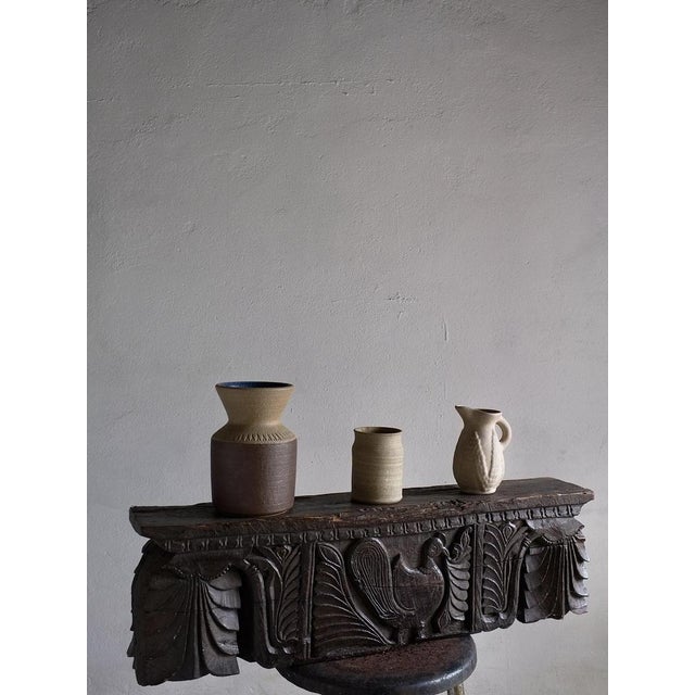 Danish Beige Stoneware Vase Set from Soholm, 1960s, Set of 3 For Sale - Image 5 of 6