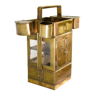 Vintage Asian Brass and Glass Noodle Warmer Street Vendor Caddy For Sale