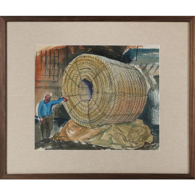 American "Showing Size of Circumference" Mid Century Wpa Watercolor For Sale - Image 3 of 3
