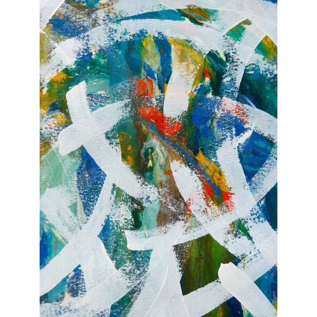 Contemporary "Contemporary Circles" Contemporary Abstract Mixed-Media Painting on Paper For Sale - Image 3 of 6