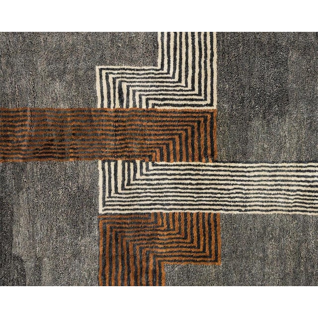 Black Large Hand-Knotted Wool Premium Rug by Azele Studio For Sale - Image 8 of 12