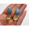 Bochic "Orient" Vintage Pink Quartz, Turquoise & Peridot Earrings 18K Gold & Silver For Sale - Image 16 of 18