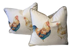 Country Chicken Pillows - a Pair