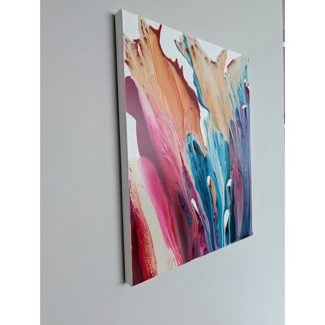 A vibrant original abstract painting titled "Seascape" by American contemporary artist Krispen Spencer, acquired directly...