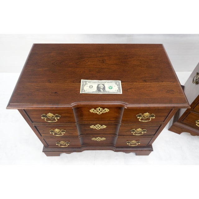 Pair of Solid Cherry 3 Drawers Block Front Nightstands End Tables Stands MIINT For Sale - Image 6 of 18