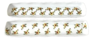 Limoges France Hand, Painted Porcelain Trinket or Jewelry Trays. Set of 2