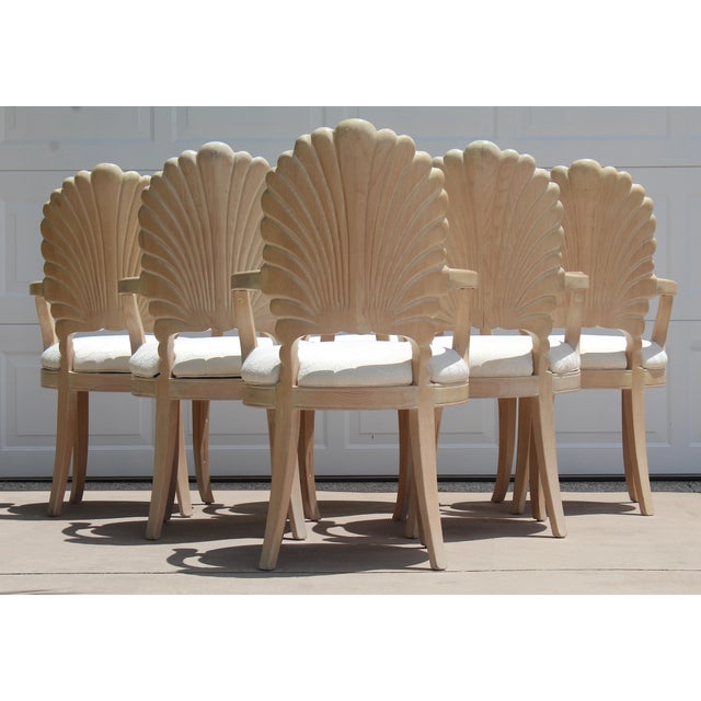 1980s Vintage Italian Hollywood Regency Grotto Shell-Back Dining Chairs - Set of 8 For Sale - Image 12 of 18