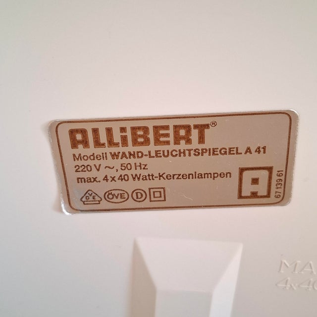 White Model A 41 Illuminated Wall Mirror from Allibert, Germany, 1970s For Sale - Image 8 of 18