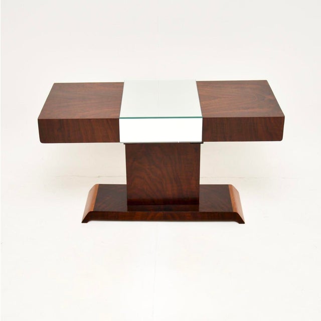 Mid-Century Modern Art Deco Walnut Mirrored Coffee Table, 1930 For Sale - Image 3 of 12