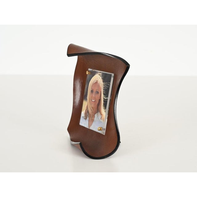 Mid-Century Italian Curved Leather Picture Frame by Adnet, Italy, 1970s For Sale - Image 13 of 15