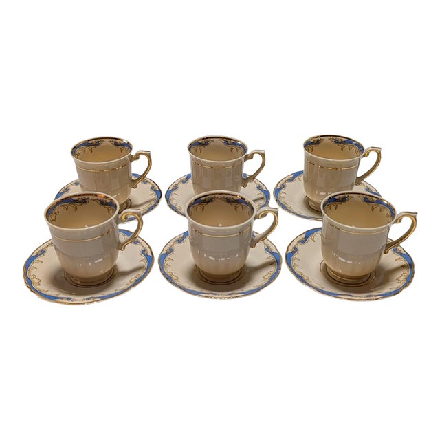 1960s Six Syracuse China Carvel Cups and Saucers For Sale