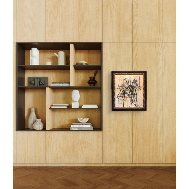 Textile 1940s Modernist Figurative Abstract Original Painting Framed For Sale - Image 7 of 7