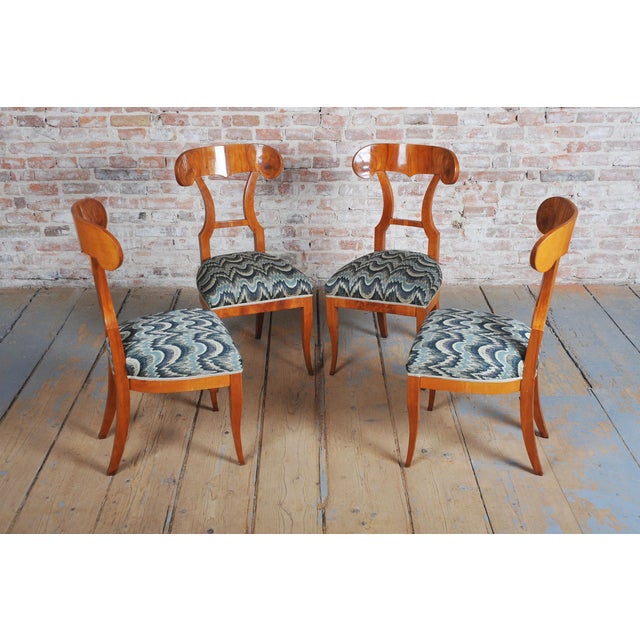 Brown Biedermeier Cherry Wood Chairs, Austria, 1820s, Set of 4 For Sale - Image 8 of 14