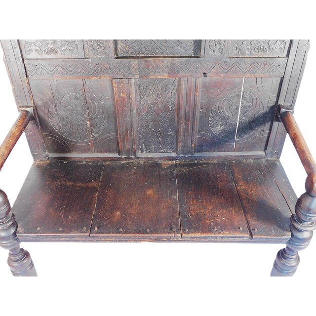 Jacobean Carved Oak Settle, English, C. 1680 For Sale In New York - Image 6 of 7
