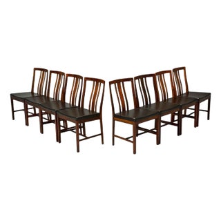 Bertil Fridhagen, Rosewood, Black Vinyl, Eight Dining Chairs, Sweden, 1960s For Sale
