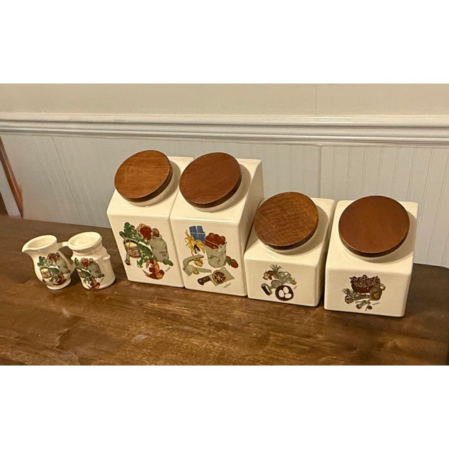 Farmhouse 1970s Hyalyn Ceramic Canisters With Creamer and Sugar Set - 6pcs For Sale - Image 3 of 16