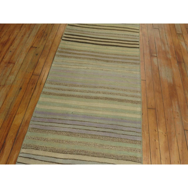 Mid 20th Century Mid 20th Century Striped Turkish Kilim Runner - 2'5" x 24'2" For Sale - Image 5 of 6