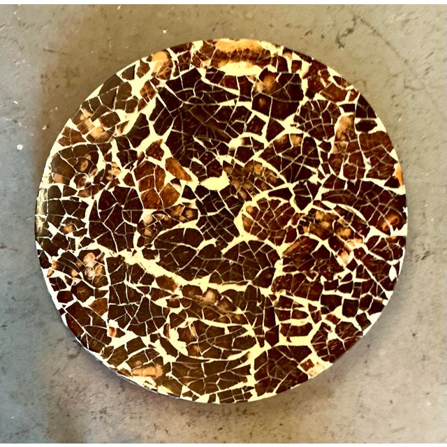 Wood Vintage Boho Lacquered Coconut Shell Lazy Susan For Sale - Image 7 of 12