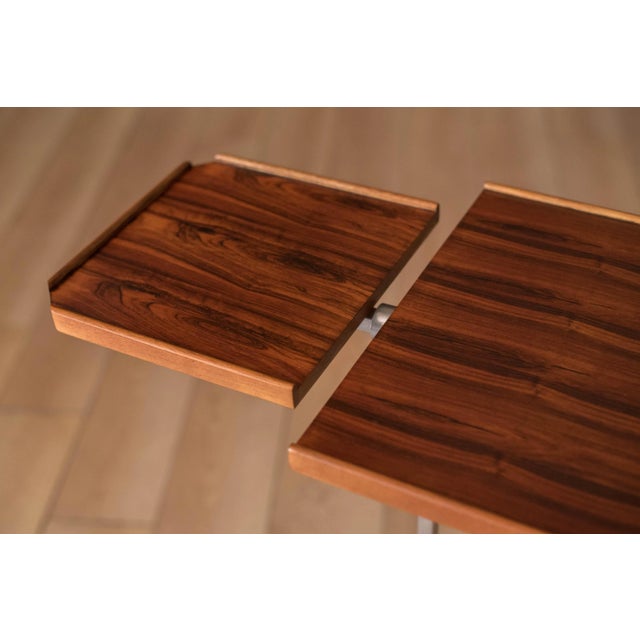 1960s Hmn Danish Modern Rosewood and Chrome Adjustable Reading Tray Table Stand For Sale - Image 5 of 12