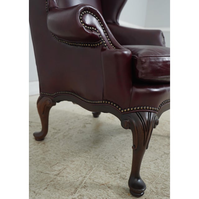 Hancock & Moore Leather Wing Chair & Ottoman For Sale - Image 9 of 18
